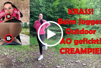 KRASS! Beim Joggen Outdoor AO gefickt! CREAMPIE! - creampie