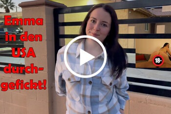 Emma in den USA durchgefickt! - AO, blowjob, Bock, cumshot, DerPornobeamte, doggystyle, durchgefickt, EmmaSecret, Ficken, frau, fremder, geil, man, mann, porno, rasiert, reiten, schwarzhaarig, Wohnung